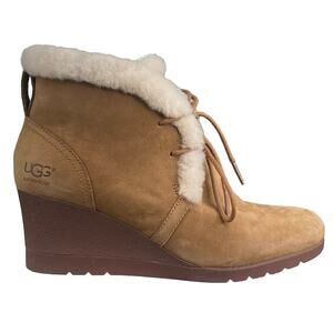 UGG Women’s Jeovanna Tan Suede Wedge Winter Boots Size US 7